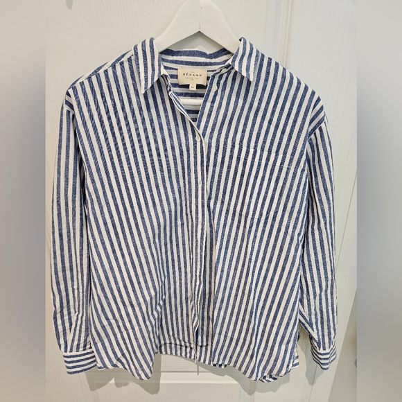 Sezane Max Shirt Striped Blue Size 34 - Picture 1 of 3